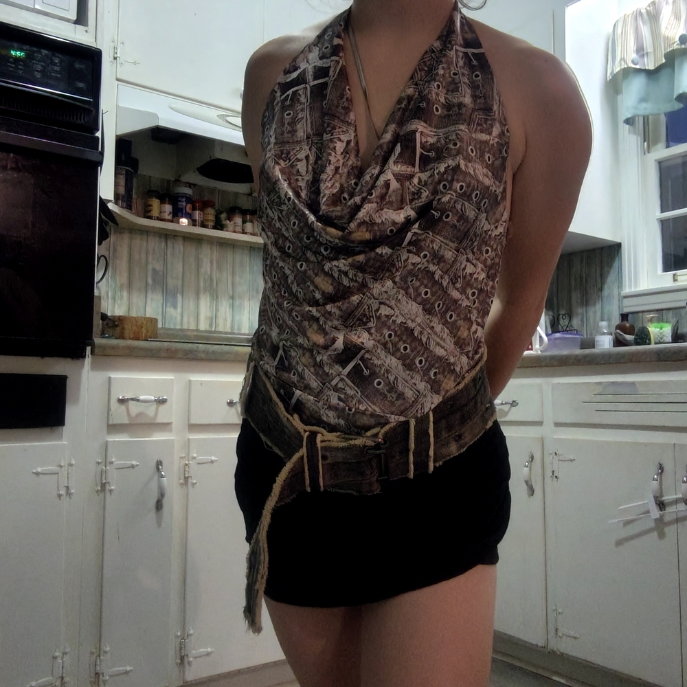 Urban Outfitters Brown Patterned Halter Top